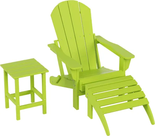 Miniatura 31 de WestinTrends Reposapiés otomano Adirondack para patio al aire libre, taburete de madera de polietileno para todo tipo de clima, ampliamente Azul