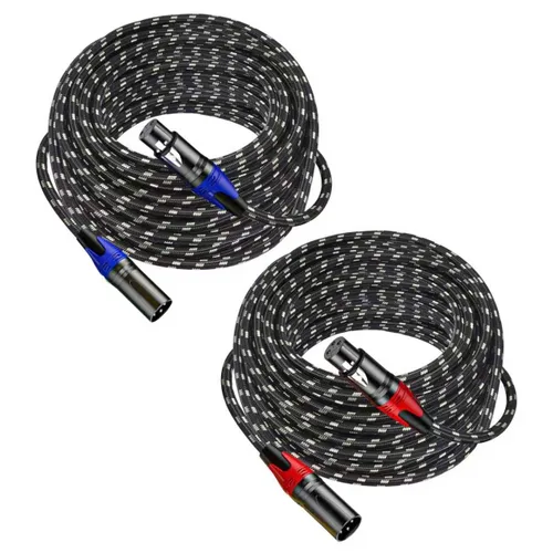 Miniatura 12 de Paquete de 2 cables XLR de 3.3 pies, cable de micrófono equilibrado de alta calidad con cable XLR de 3 pines macho a hembra, negro, cobre puro