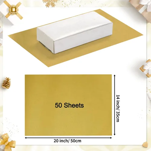 Miniatura 3 de 50 hojas de papel de seda dorado para bolsas de regalo, papel de seda dorado a granel para bodas, cumpleaños, proyectos de bricolaje, envoltura