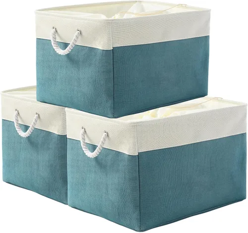 Miniatura 56 de TheWarmHome Contenedores de almacenamiento para estantes, tamaño mediano, 3 unidades, 13.8 pulgadas de largo x 9.8 pulgadas de ancho x 6.7 pulgadas