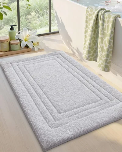 Miniatura 20 de DEXI Alfombra de baño de 24 x 16 pulgadas, ultra suave y absorbente, tapete para baño, tapete de baño antideslizante y lavable para bañera, Gris