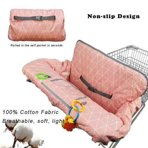Miniatura 3 de Fundas para carrito de compras para niña, funda de algodón para silla alta, cojín para carrito de comestibles para bebés, lavable a máquina (rosa)