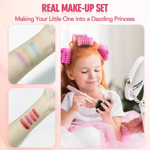 Miniatura 5 de Kit de maquillaje portátil para niñas, lavable, juego de maquillaje con brocha, juego de paleta de maquillaje para adolescentes, juego de regalo