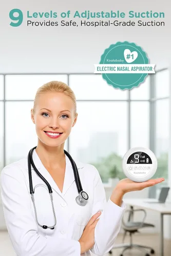 Miniatura 3 de Aspirador nasal eléctrico Koalababy para bebé, succión nasal de grado hospitalario 9 suction levels, soft silicone tips, travel bag, night light