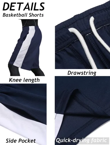 Miniatura 5 de COOFANDY Mens Basketball 2 Pack Shorts Elastic Waist Gym Shorts with Pockets