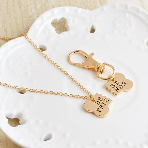 Miniatura 2 de Meiligo® Moda 2 piezas parejas aleación hueso perro collar llavero mejor amigo rompecabezas colgante juego etiqueta perro etiqueta collar conjunto