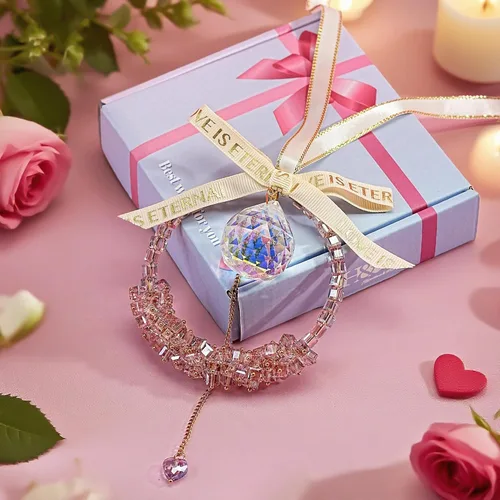 Miniatura 13 de kanpura Atrapasoles con forma de corazón de cristal Ab de 1.772 in para ventana, atrapasoles de cristal con forma de corazón, adorno colgante de Ab