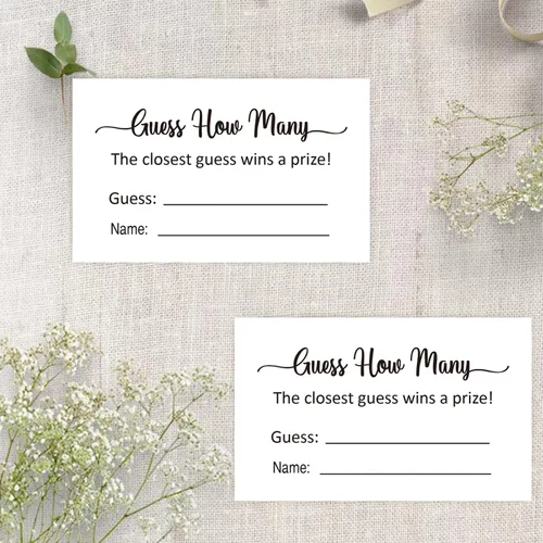 Miniatura 4 de KONKAVA Adivina cuántas cartas de juego, (50 tarjetas), tarjetas de juego para baby shower (minimalista) 3.5 x 2 pulgadas