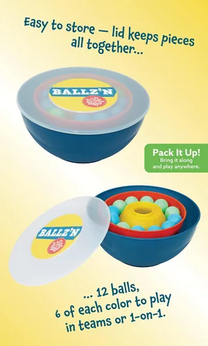 Miniatura 3 de Little Kids Ballz'n El juego de disparos de trucos de pelota de pong de ritmo rápido para adultos Tipsy y familia, diversión nocturna en el suelo