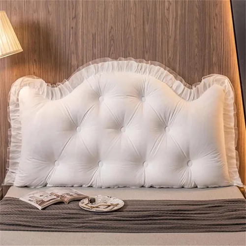 Miniatura 4 de Almohada para cabecera ZZYK, tamaño completo, para cama King, Queen y Twin, almohada grande de lectura, almohada de respaldo en forma de cuña, Blanco