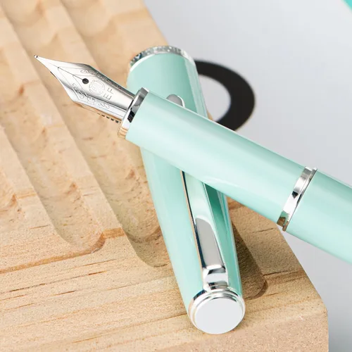 Miniatura 5 de Hongdian 920S - Pluma estilográfica de metal verde, pluma clásica de punta M iridio con convertidor de tinta