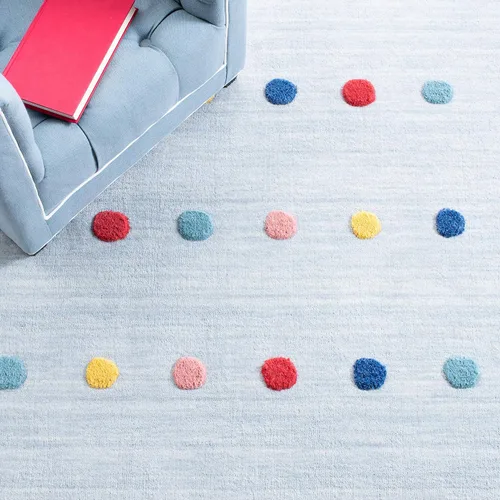Miniatura 8 de SAFAVIEH Colección Kids - Alfombra decorativa de 3 x 5 pies, color gris, hecha a mano, de lana de lunares, ideal para zonas de alto tráfico