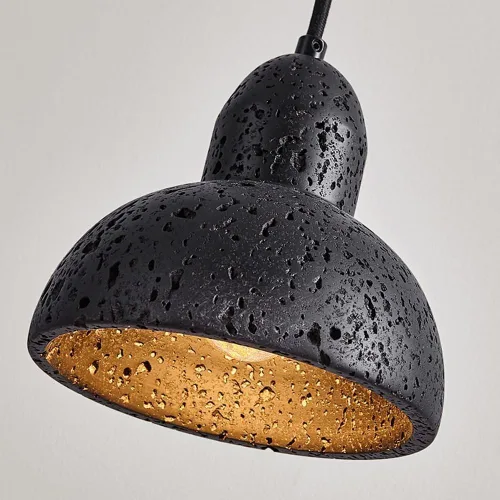 Miniatura 6 de Lámpara colgante de isla de cocina de 5.9 pulgadas, moderna lámpara colgante de travertino negro, cable ajustable E27/E26 para comedor, dormitorio
