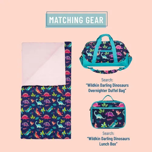 Miniatura 4 de Saco de dormir Wildkin para niños – Diseño enrollable con bolsa de almacenamiento para la escuela, viajes y camping - Dinosaurios encantadores