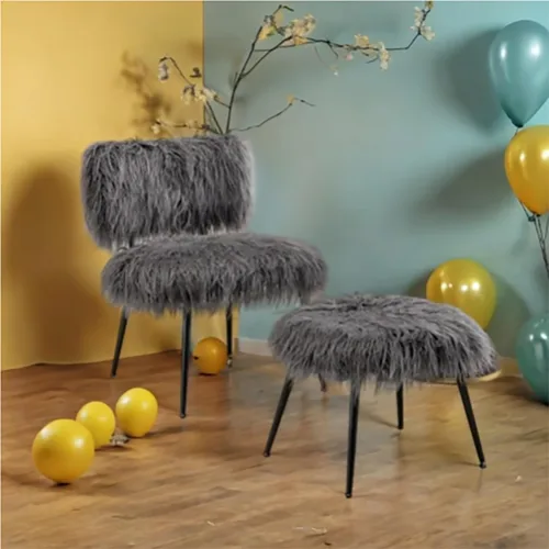 Miniatura 3 de Silla decorativa Saucer con butacas otomanas para Sala Modernas, silla de ocio para sala de estar, silla auxiliar con piel artificial larga