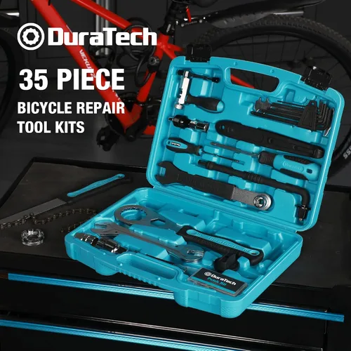 Miniatura 7 de DURATECH Kit de reparación de bicicletas, kit de herramientas de bicicleta de 35 piezas con estuche de transporte, accesorios de bicicleta
