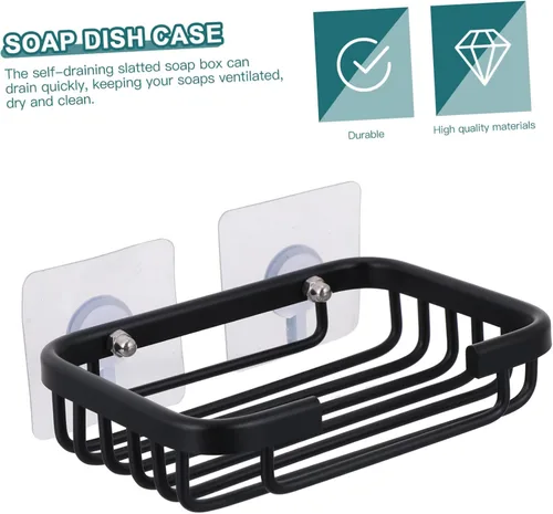 Miniatura 6 de COLLBATH 1 juego de jabonera de pared bandeja escurridor de jabón montado en la pared Soporte de jabón de baño Bandeja de secado Fregadero Estante