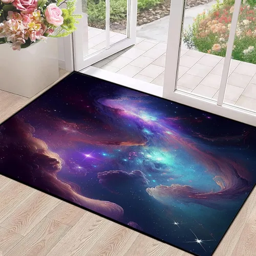 Miniatura 18 de Alfombra de Área Galaxia de 5' x 7', Dormitorio Sala de Estar para Niñas Niños Varones Alfombra Nebulosa Vórtex Tapetes Púrpura Azul Nube galaxy 1
