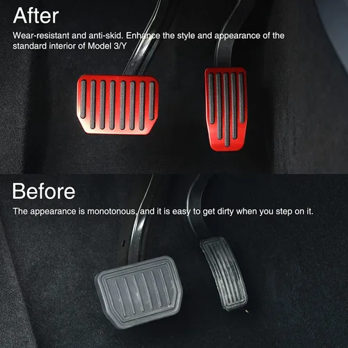 Miniatura 3 de Juego de almohadillas de pedal para Tesla Model 3 Model Y, cubiertas de pedal de freno y acelerador de rendimiento de aluminio antideslizantes