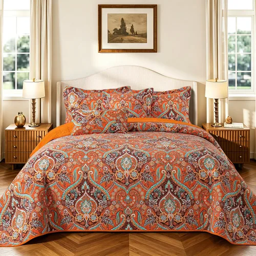 Miniatura 11 de TWINRUN Edredones de algodón tamaño Queen, colcha ligera tamaño Queen para cama, juego de edredón reversible suave a cuadros florales tamaño Queen G