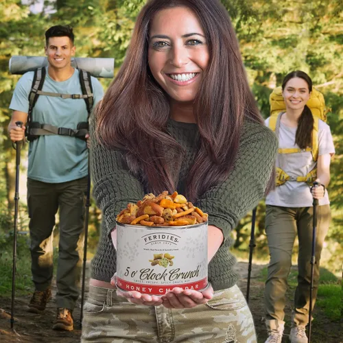 Miniatura 3 de FERIDIES 5 O'Clock Crunch Honey Cheddar Snack Mix- Paquete de 2 latas selladas al vacío de 28 onzas Mezcla de miel y queso cheddar