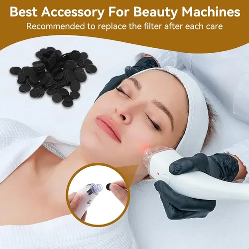 Miniatura 5 de 100 filtros de microdermoabrasión negros, 3 tamaños, filtro de algodón, almohadillas de filtrado redondas para máquina de belleza de eliminación