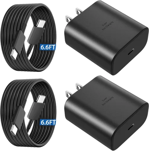 Miniatura 16 de Cargador súper rápido Samsung USB-C de 45 W tipo C de 8 pies, cable de carga rápida con bloque de cargador de pared de teléfono Android para Samsung