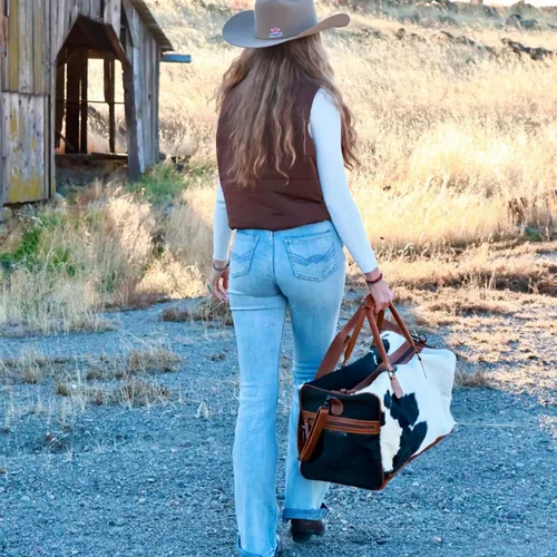 Miniatura 12 de Ranch Junkie Highlands Large Genuine Cowhide Weekender Cowhide Duffel