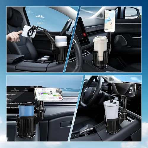 Miniatura 7 de This Hill Soporte Magnético para Teléfono con Portavasos, Compatible con MagSafe, Base de 4.1" Altura Ajustable Portavasos de Carro Compatible