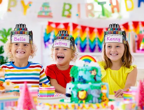 Miniatura 11 de SICOHOME Gorras de papel para niños, coronas de papel para estudiantes, jardín de infantes, suministros de fiesta preescolar, ajustables