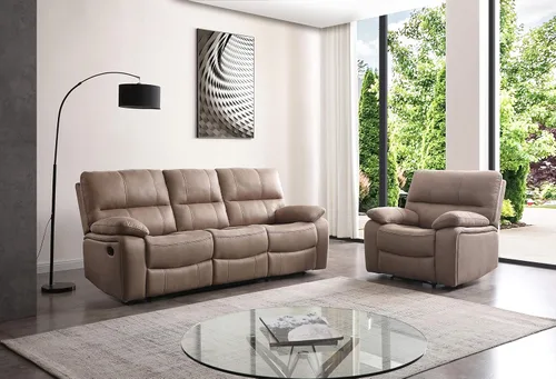 Miniatura 15 de Betsy Furniture Juego de sofá reclinable de microfibra para sala de estar 8007 (topo, sofá+sofá biplaza+sillón reclinable)