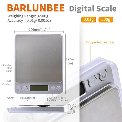 Miniatura 6 de Báscula de gramos, capacidad de 17.64 oz de precisión, 0.00 oz, mini báscula de alimentos, peso digital, gramos y onzas, cocina pequeña de alta