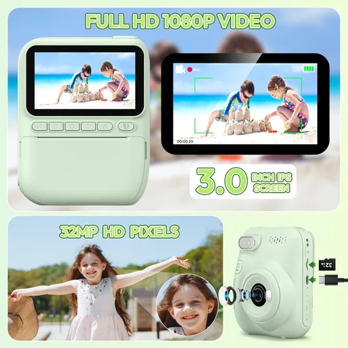 Miniatura 3 de Cámara para Niños Impresión Instantánea Regalos de Cumpleaños y Graduación para Niños de 3, 4, 5, 6, 7, 8, 9 años Cámara Digital Portátil