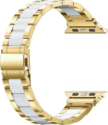 Miniatura 16 de Wearlizer - Correa compatible con Apple Watch de 38/40/41/42 mm; pulseras de moda para mujer, acero inoxidable + resina metálica de repuesto