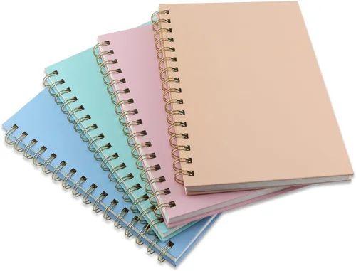 Miniatura 6 de Paquete de 4 cuadernos en espiral de tapa dura de 5.7 x 8.5 pulgadas, 80 hojas/160 páginas, cuaderno rayado universitario, papel grueso de 100 GSM