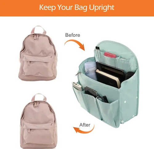 Miniatura 5 de Surblue Organizador de mochila con forro de inserción para colgar mochila de viaje y bolsillo de inserción, divisor de alta capacidad, organizador