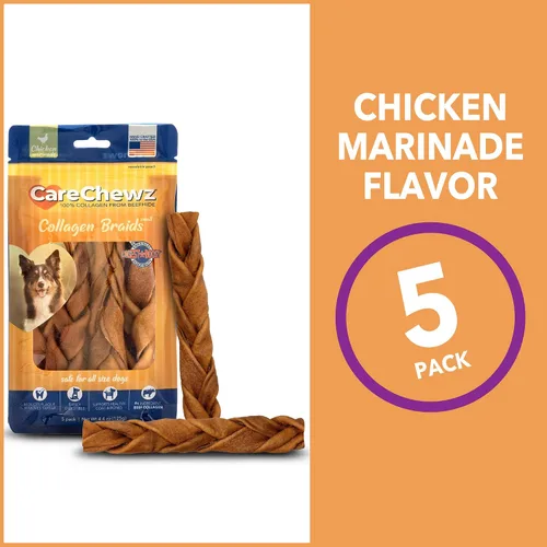 Miniatura 4 de Pet Factory CareChewz - Golosinas trenzadas delgadas de colágeno de 6 a 7 pulgadas para masticar para perros, sabor a pollo, 5 unidades/1 paquete