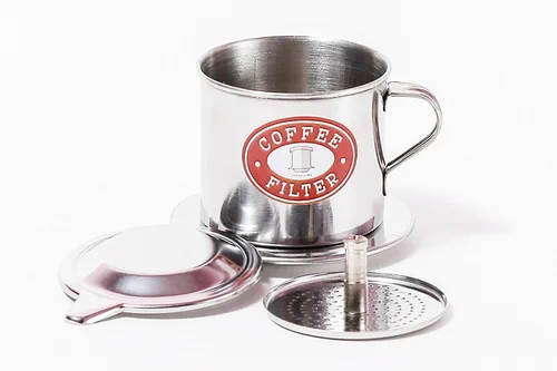 Prensa de filtros de café vietnamita. con inserto de rosca con mecanismo de goteo Fabricado en Vietnam. En tamaños S, M, o L en paquetes de 1, 2 o 3