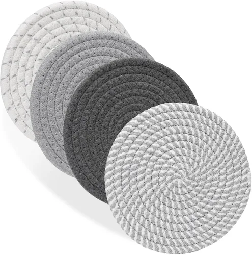 Billbotk Salvamanteles de 7 pulgadas para platos, ollas y sartenes, 4 almohadillas calientes resistentes al calor, soportes para ollas para cocina,