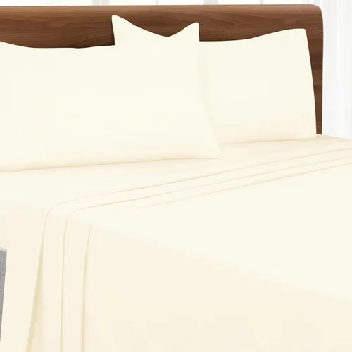 Miniatura 7 de Real juego de 3 sábanas bajeras y 2 fundas de almohada de algodón natural peinado de fibra larga, tejido de satén suave y sedoso, tamaño individual