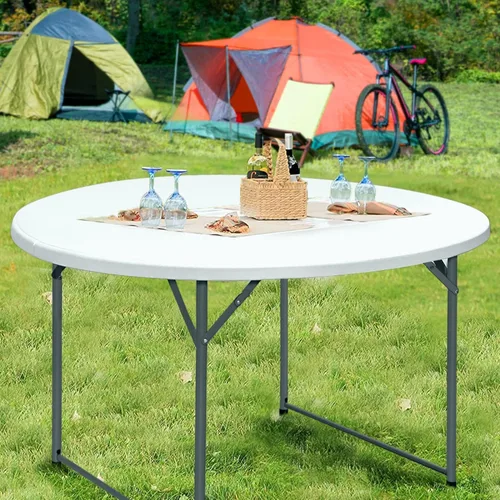 Miniatura 4 de Mesa plegable redonda de 48 pulgadas, mesa de comedor de plástico plegable para bodas, fiestas, jardín, patio