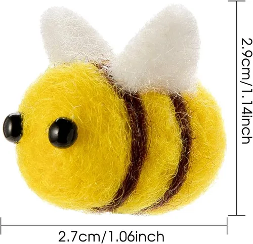 Miniatura 7 de CINPIUK Juego de 12 abejas de fieltro para manualidades, fieltro de lana de abejorro de felpa para decoración de bandejas escalonadas, recuerdos