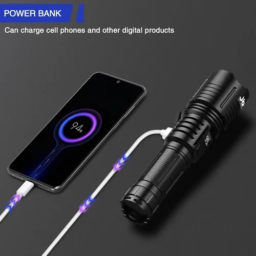 Miniatura 5 de JAY-PARK Flashlight Rechargeable 10000 Lumens, LED Flashlights High Lumens with 10800mAh Battery and LCD Power Display, Zoomable, 5 Lighting Modes