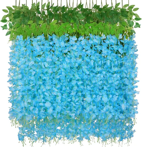 Miniatura 14 de BLEUM CADE 36 Piezas Flores Colgantes de Glicina Falsa Rosa Profundo, 3.6 Pies/Pieza Guirnalda de Glicina Artificial, Flores Colgantes para Boda