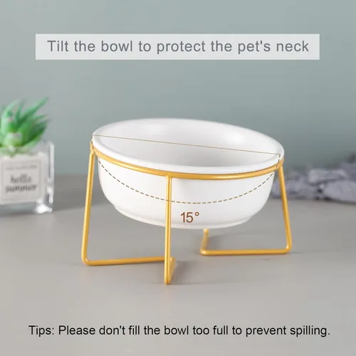 Miniatura 4 de Cuenco elevado elevado de cerámica blanca para gatos y perros, plato elevado para comida para gatos, cuenco de agua para mascotas, cómodo y cómodo