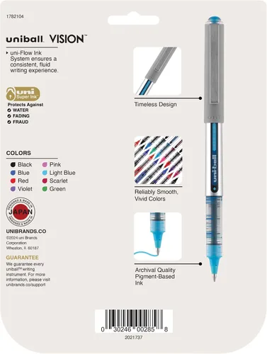 Miniatura 8 de Uni-Ball™ Vision - Bolígrafos de punta fina (0.7 mm), colores surtidos, paquete de 8