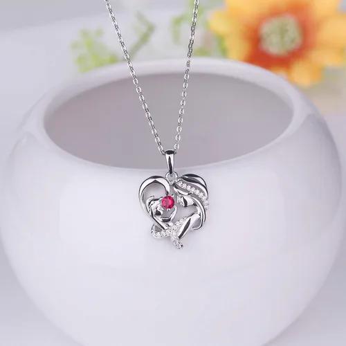 Miniatura 4 de JO WISDOM Collar de plata de ley 925 con colgante de corazón AAA, para madre e hija, regalo para mamá