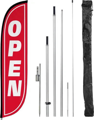 Miniatura 14 de LookOurWay Kit de asta de bandera de plumas, pancarta publicitaria de 7 pies de alto con juego de poste de fibra de vidrio y pico de tierra