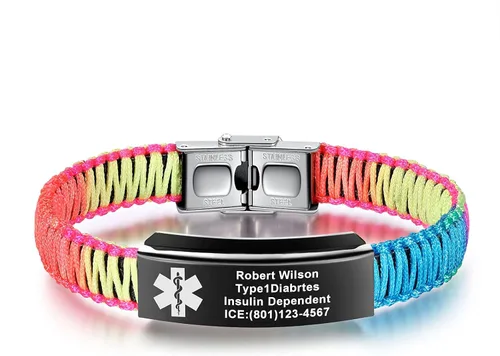 Pulseras de alerta médica para mujeres | Pulseras de identificación médica personalizables para hombres, niñas y niños | Pulseras médicas trenzadas