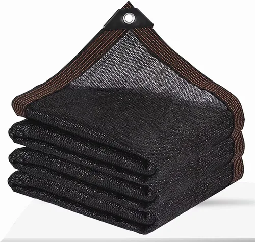 Malla de sombra para jardín con ojales, cubierta de sombra solar para exteriores, pérgola, patio, plantas, invernadero y gallinero, color negro con